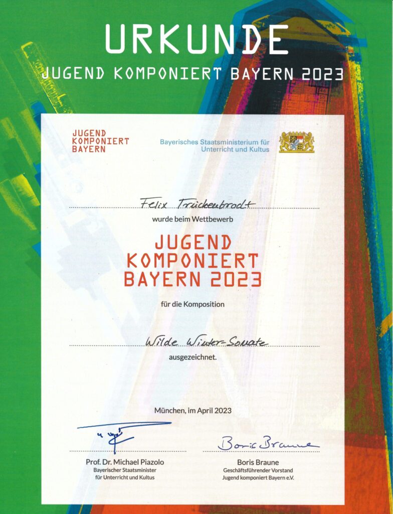 Preisträger Jugend komponiert Bayern 2023